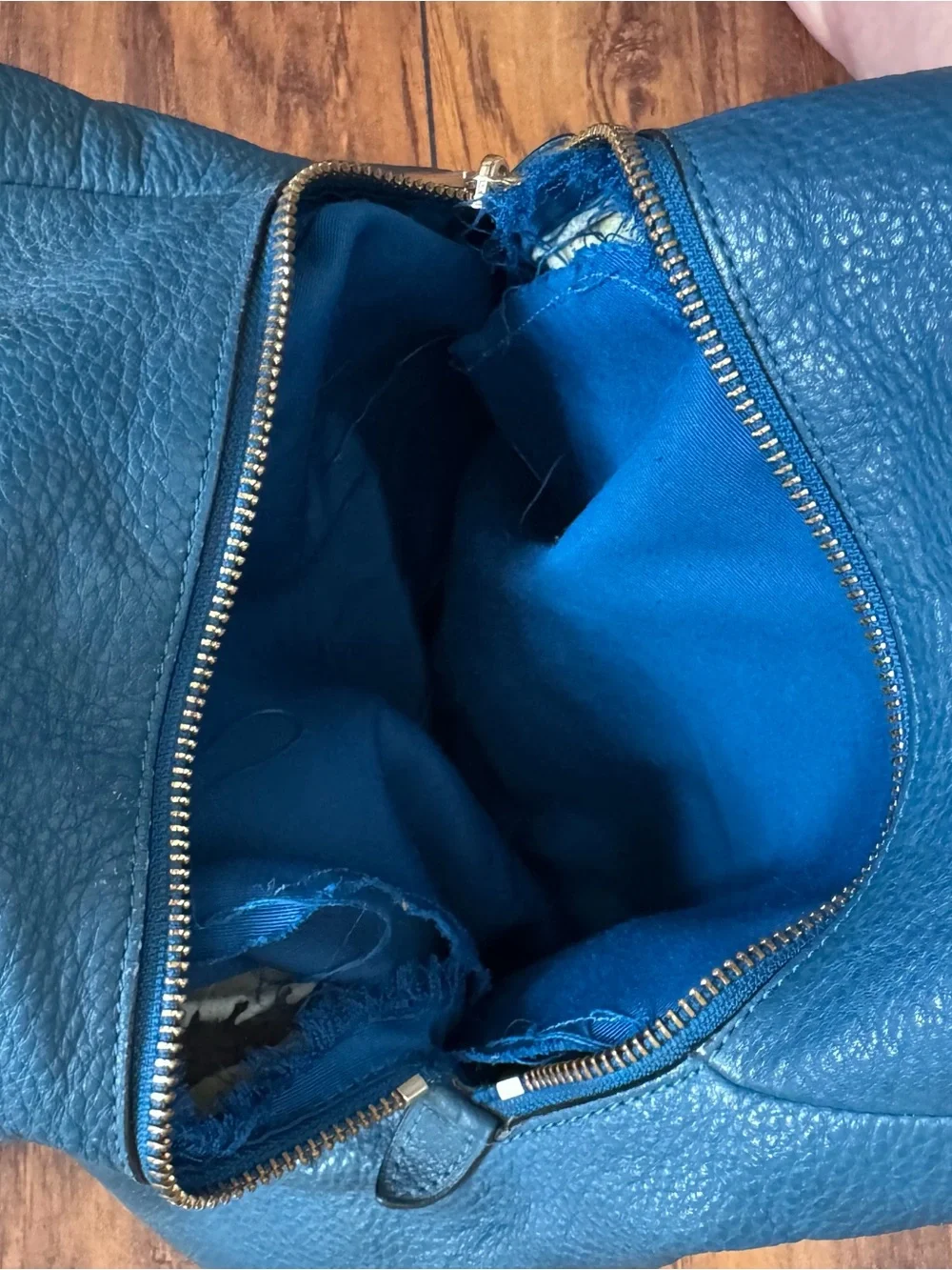 Coach Madison Phoebe Blue Pebbled Leather Shoulder Hobo Bag